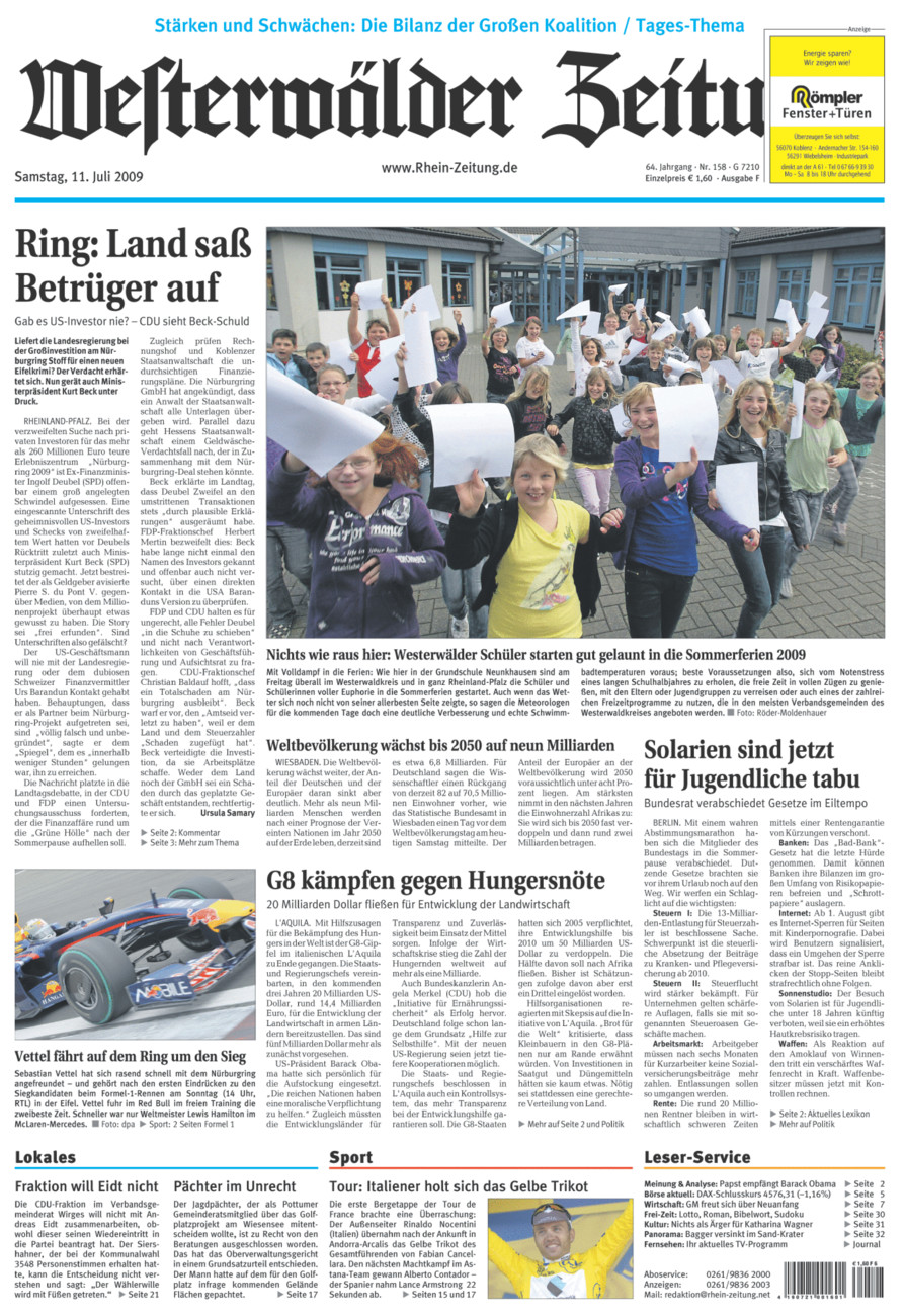 Westerwälder Zeitung vom Samstag, 11.07.2009