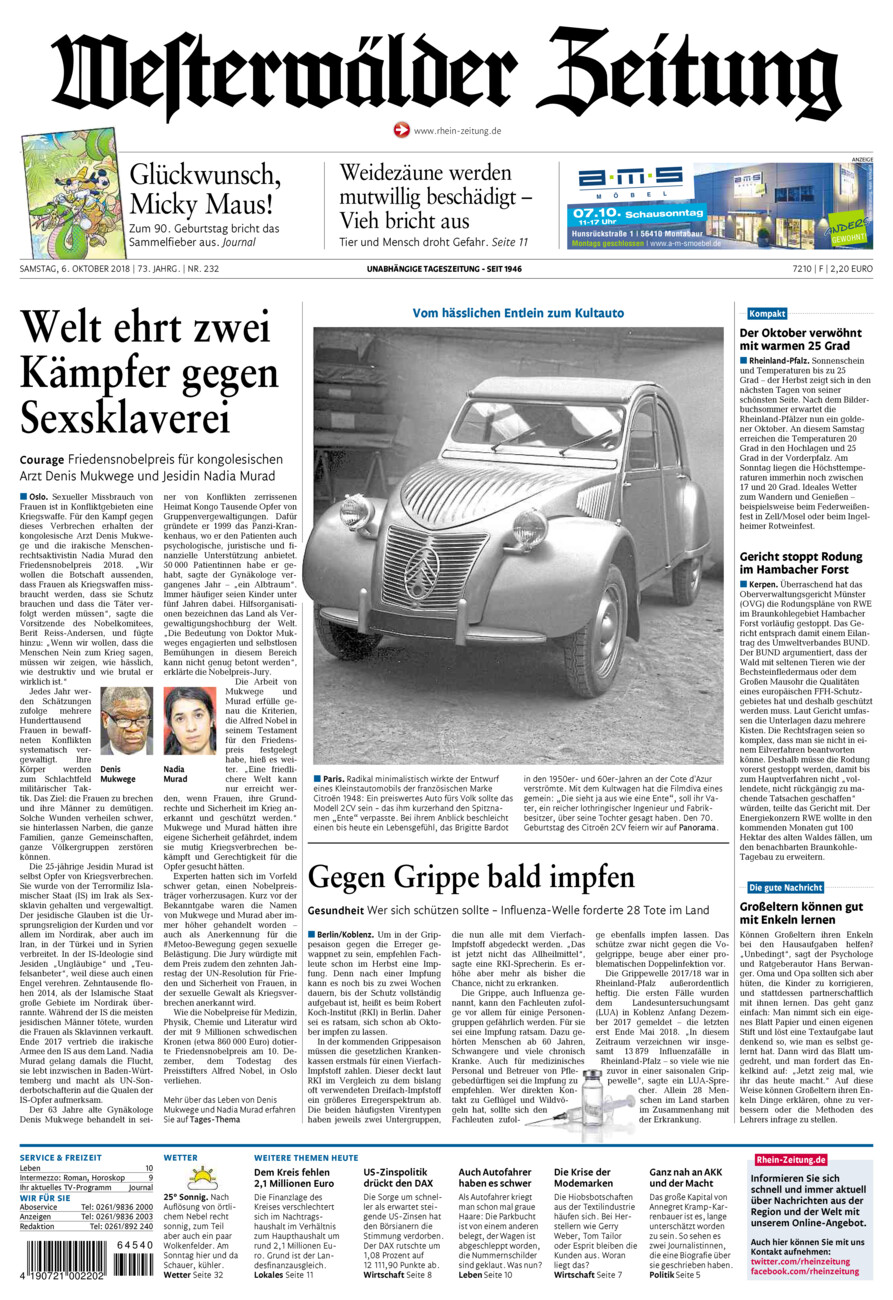 Westerwälder Zeitung vom Samstag, 06.10.2018