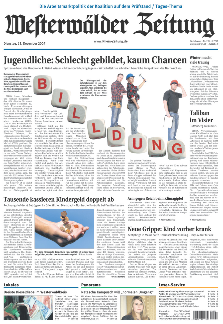 Westerwälder Zeitung vom Dienstag, 15.12.2009