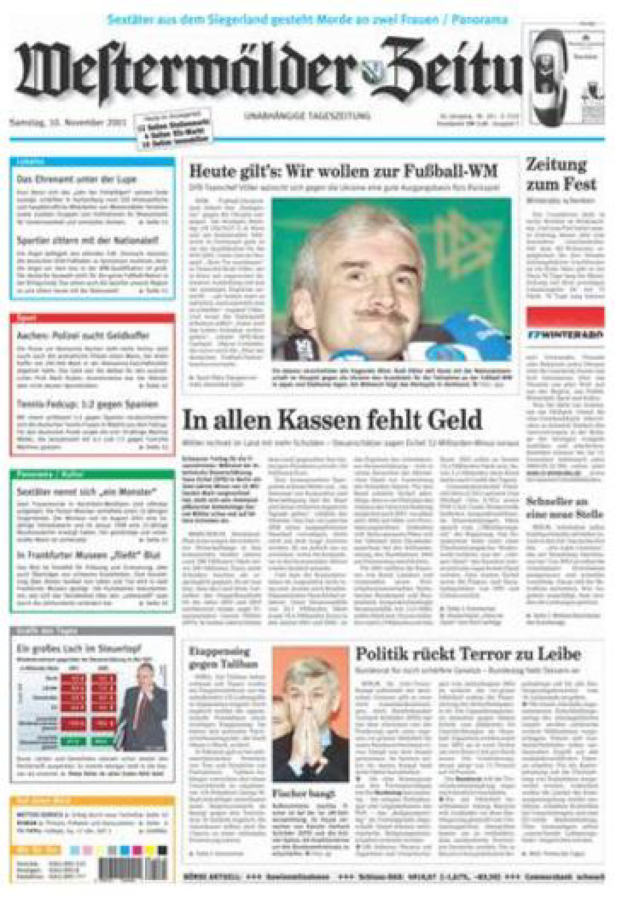 Westerwälder Zeitung vom Samstag, 10.11.2001