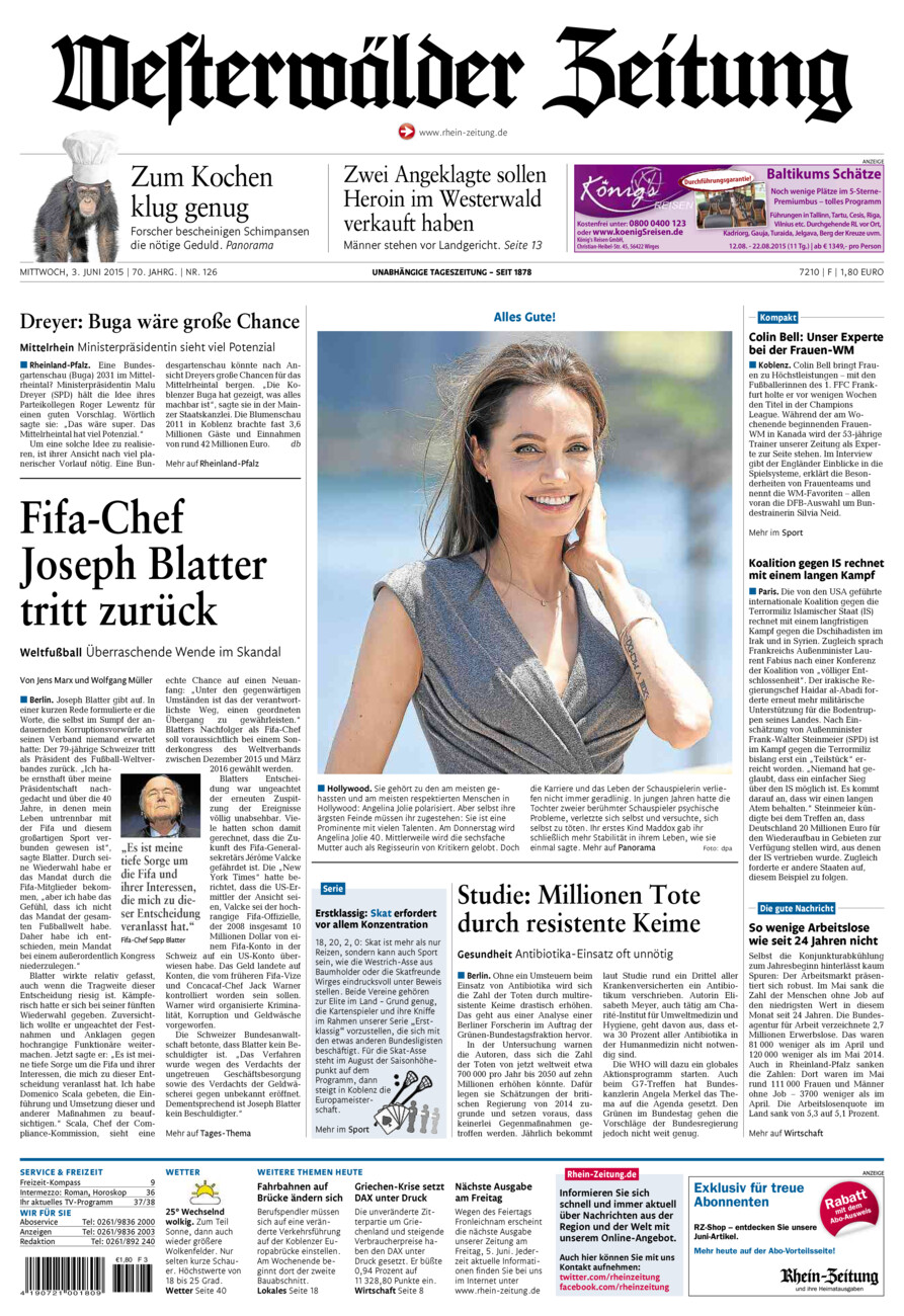 Westerwälder Zeitung vom Mittwoch, 03.06.2015