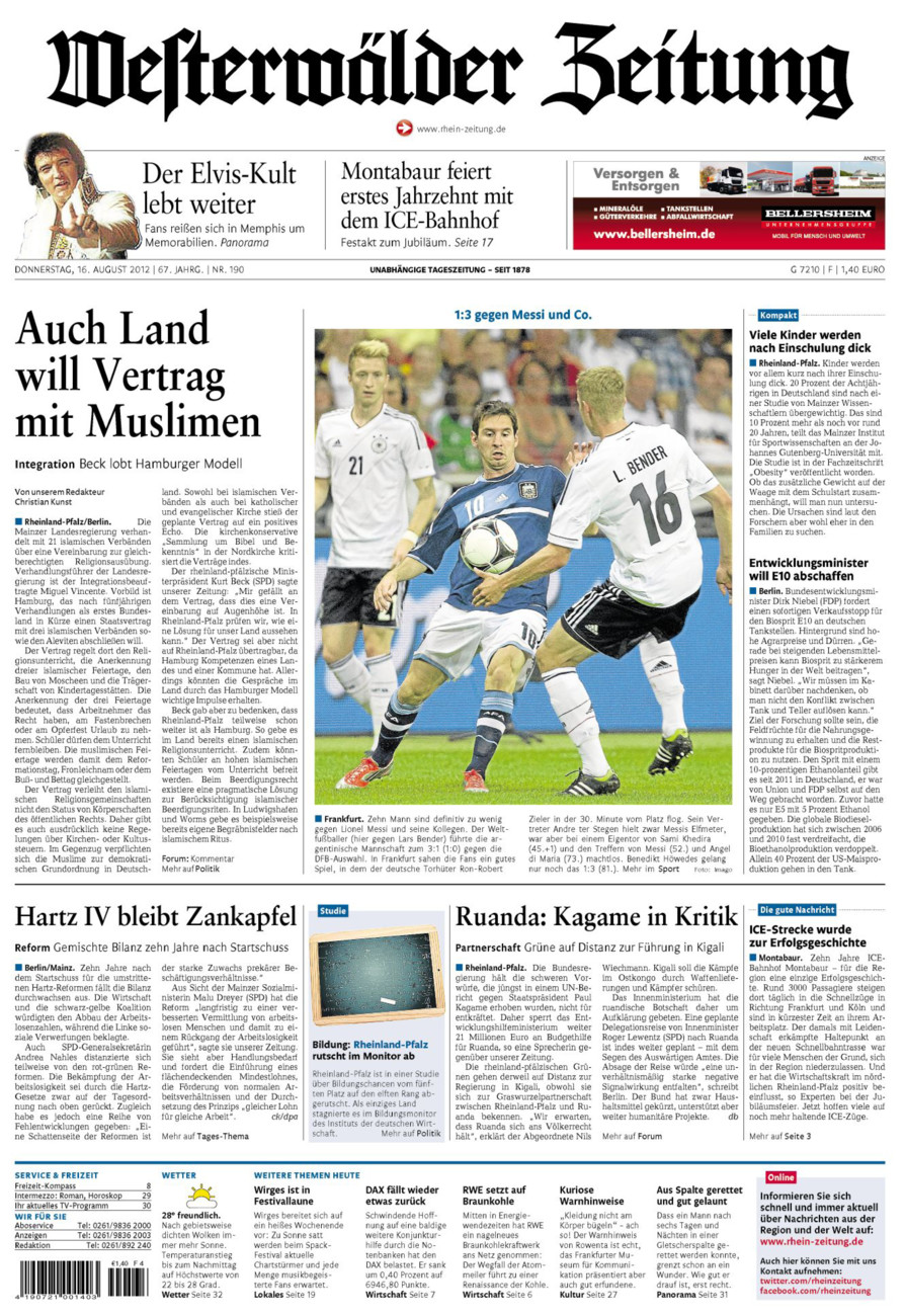 Westerwälder Zeitung vom Donnerstag, 16.08.2012