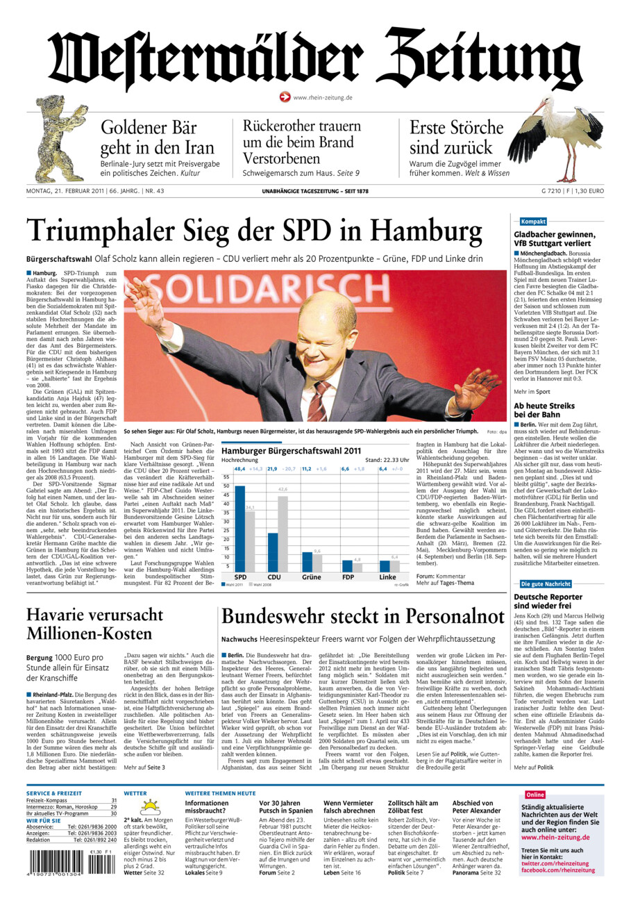 Westerwälder Zeitung vom Montag, 21.02.2011
