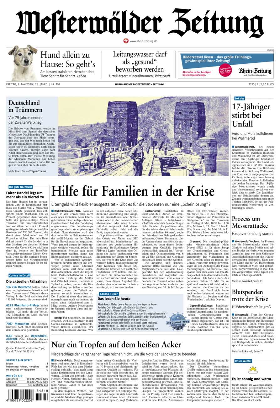 Westerwälder Zeitung vom Freitag, 08.05.2020