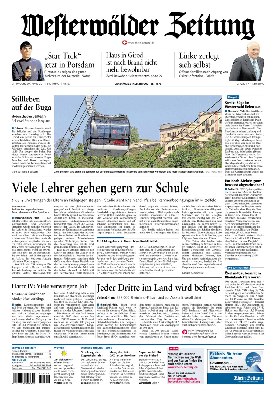 Westerwälder Zeitung vom Mittwoch, 20.04.2011