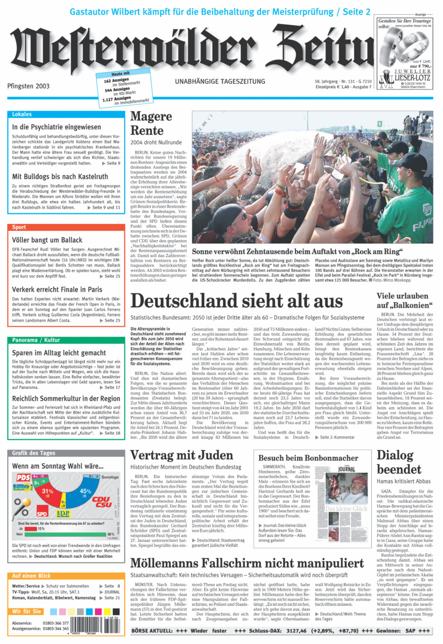 Westerwälder Zeitung vom Samstag, 07.06.2003