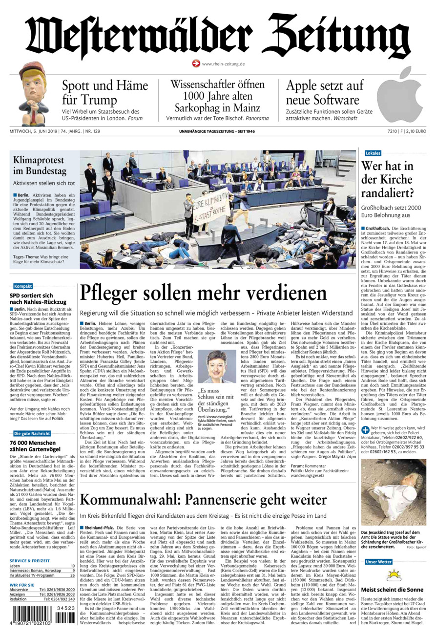 Westerwälder Zeitung vom Mittwoch, 05.06.2019