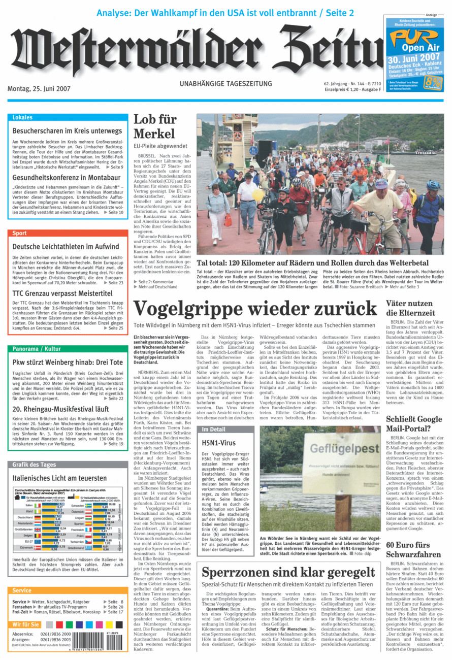 Westerwälder Zeitung vom Montag, 25.06.2007