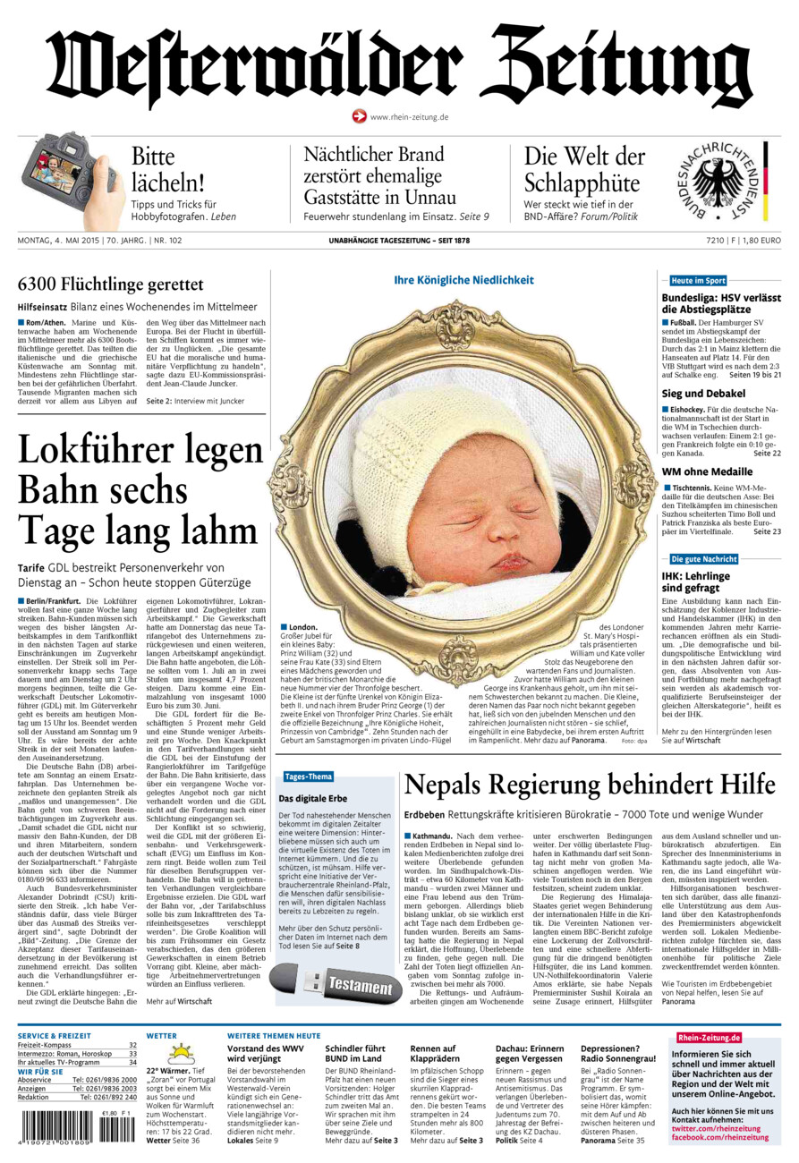 Westerwälder Zeitung vom Montag, 04.05.2015