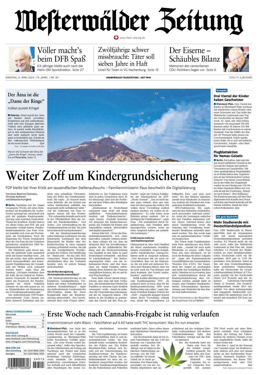 Westerwälder Zeitung vom Dienstag, 09.04.2024