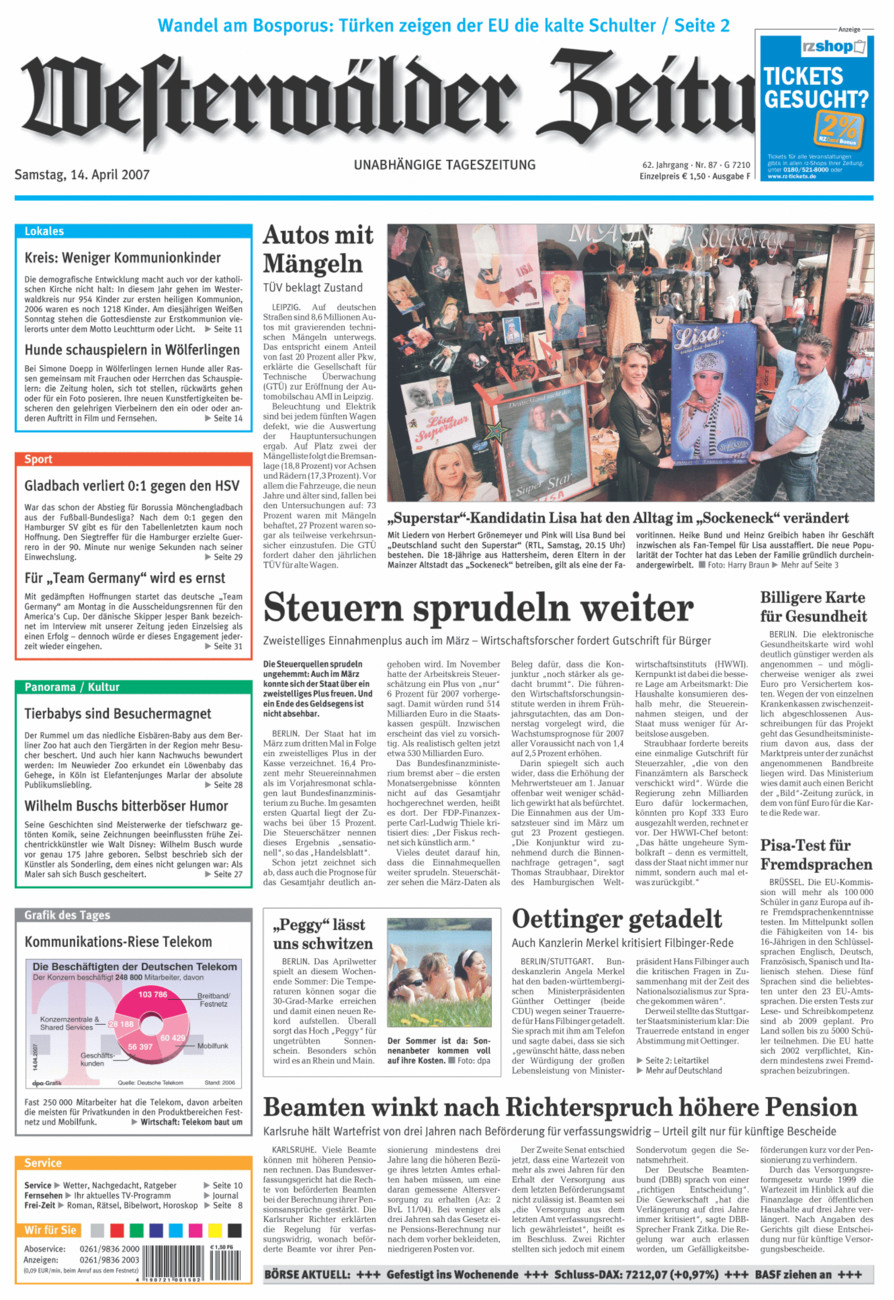 Westerwälder Zeitung vom Samstag, 14.04.2007
