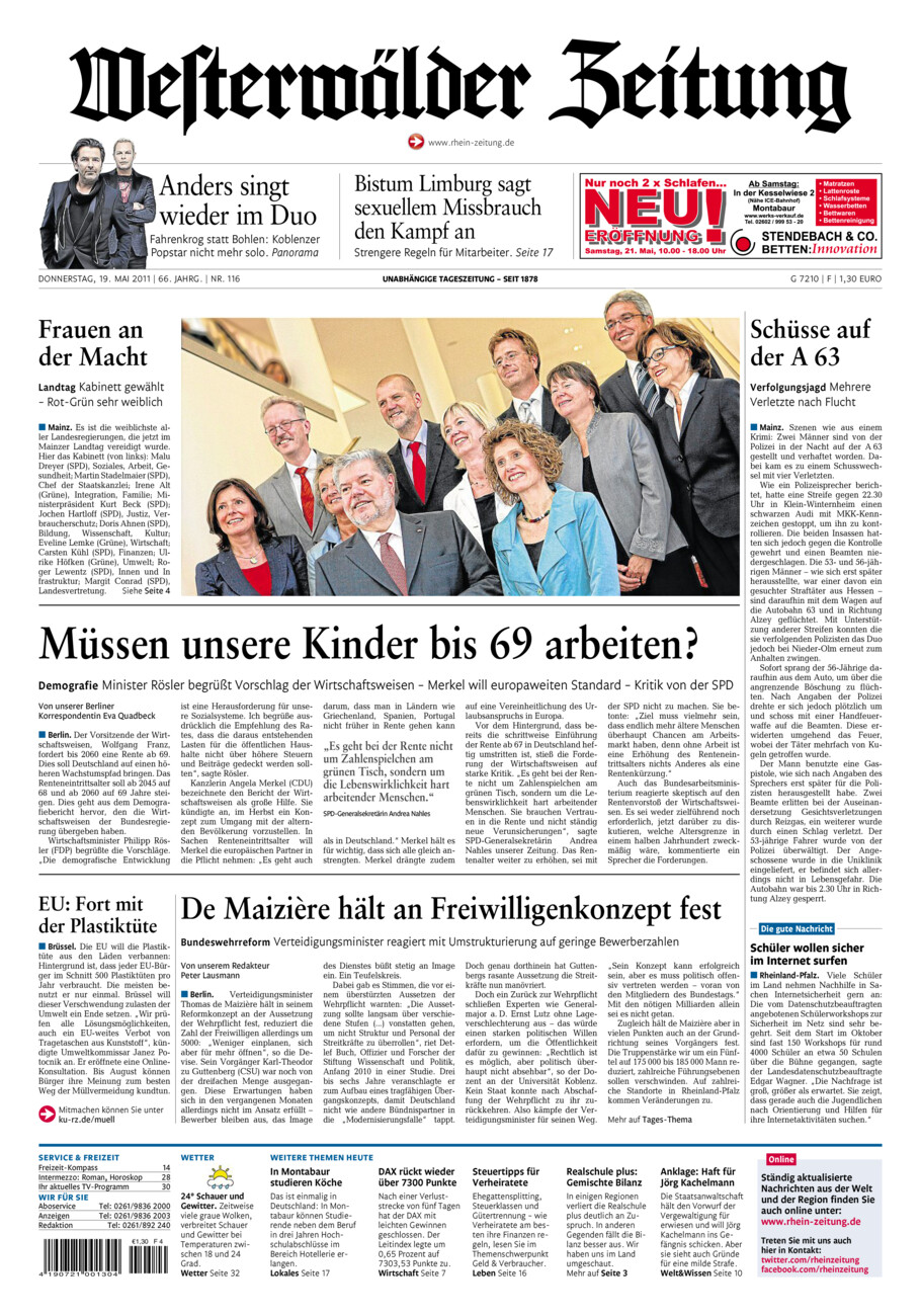 Westerwälder Zeitung vom Donnerstag, 19.05.2011