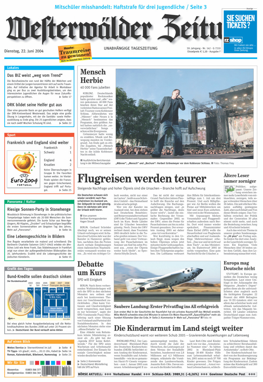 Westerwälder Zeitung vom Dienstag, 22.06.2004