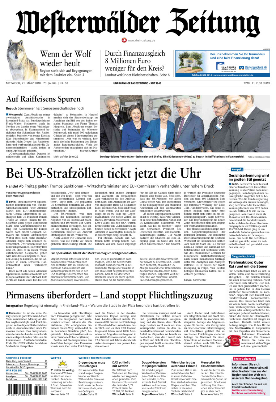 Westerwälder Zeitung vom Mittwoch, 21.03.2018