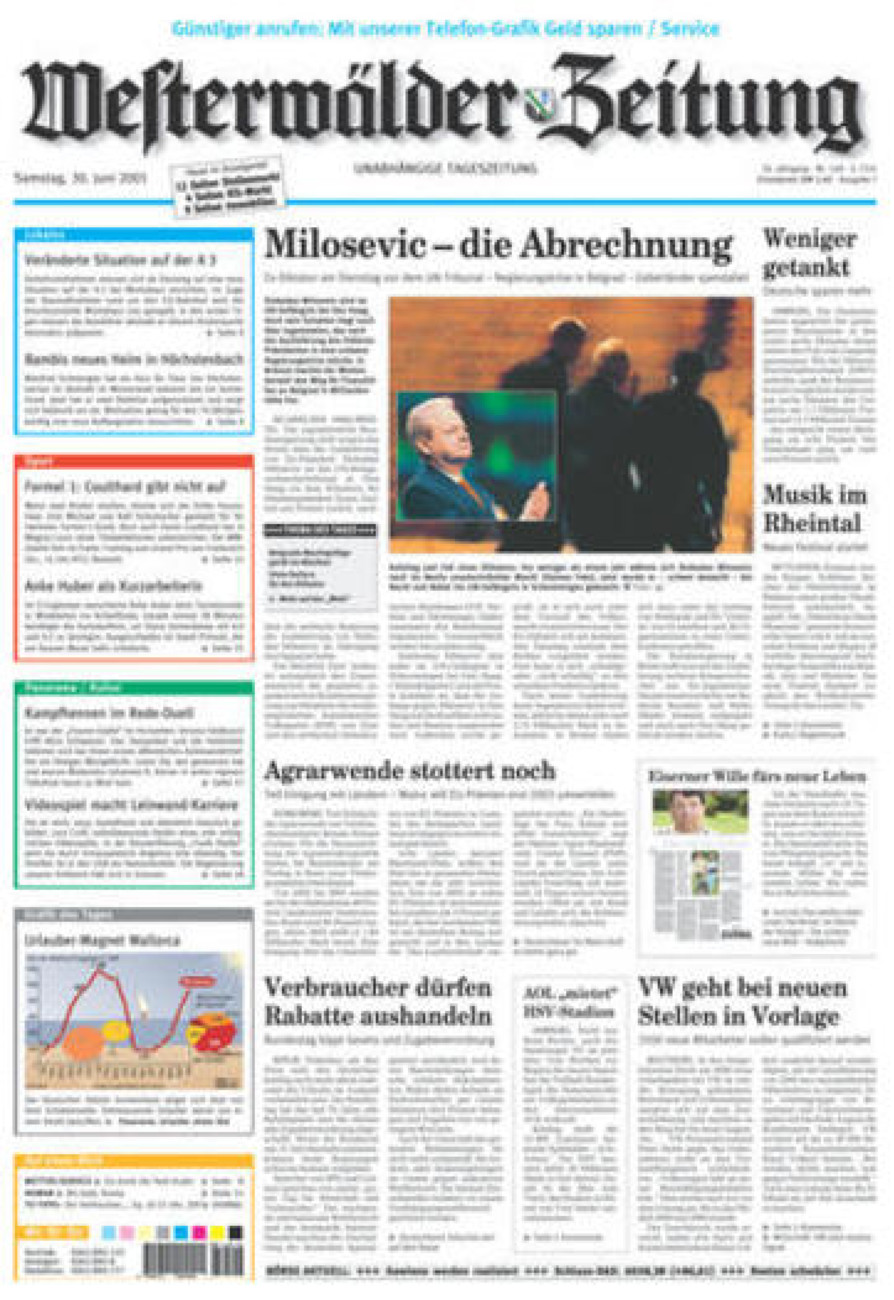 Westerwälder Zeitung vom Samstag, 30.06.2001