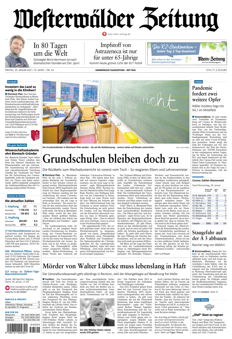 Westerwälder Zeitung vom Freitag, 29.01.2021