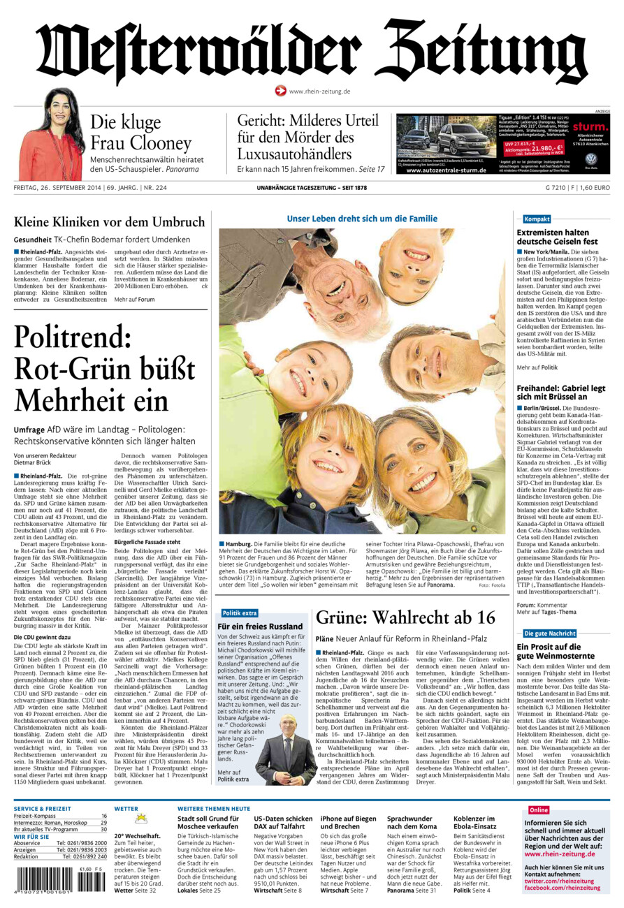 Westerwälder Zeitung vom Freitag, 26.09.2014