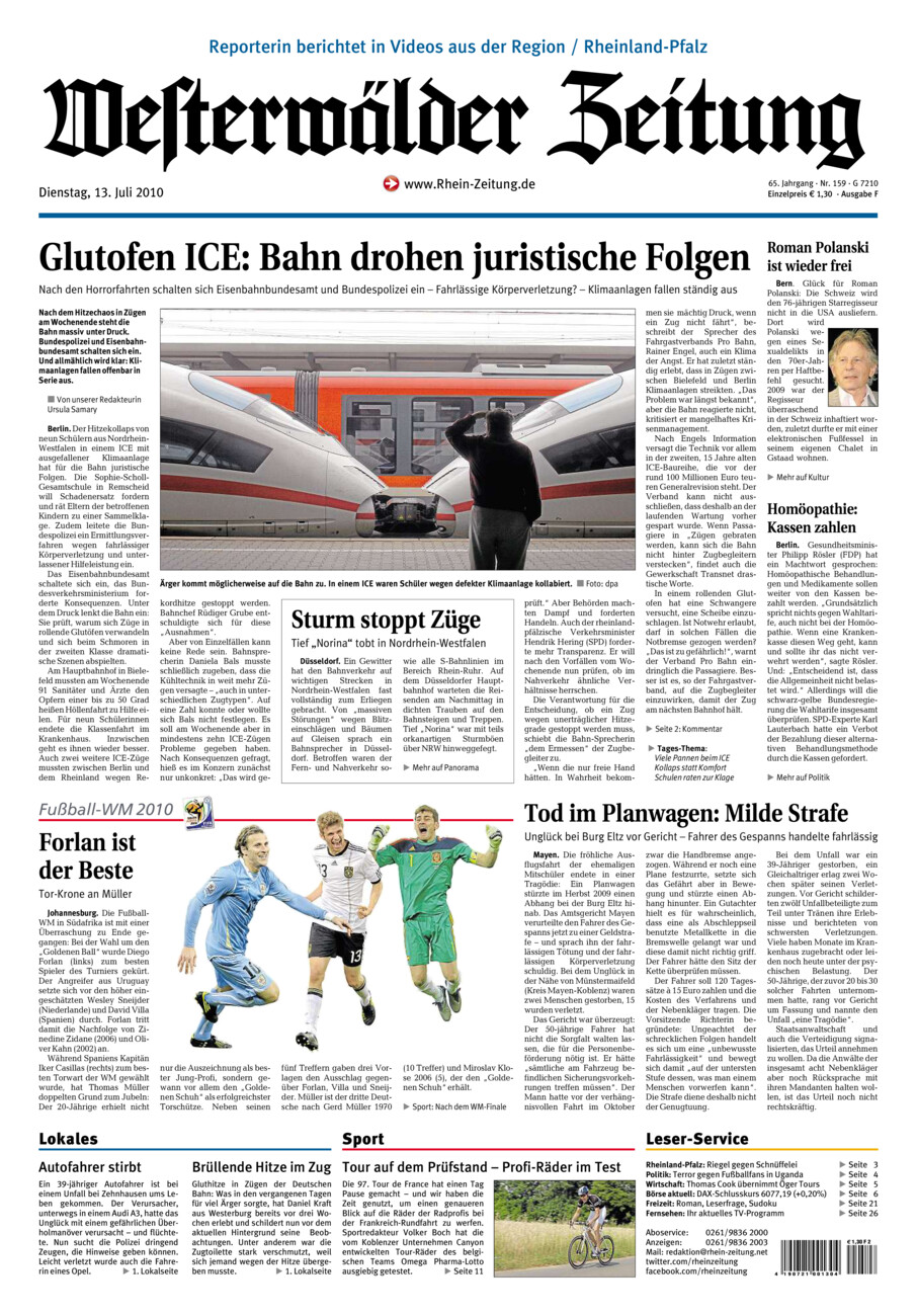 Westerwälder Zeitung vom Dienstag, 13.07.2010