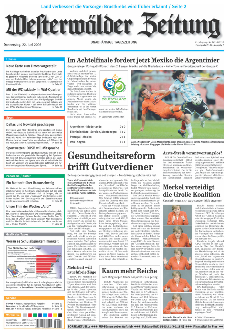 Westerwälder Zeitung vom Donnerstag, 22.06.2006