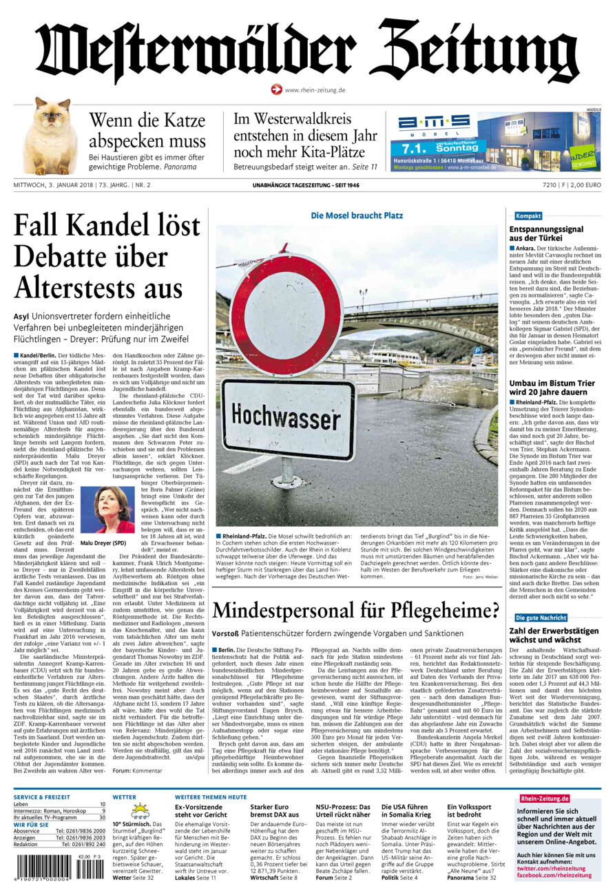 Westerwälder Zeitung vom Mittwoch, 03.01.2018