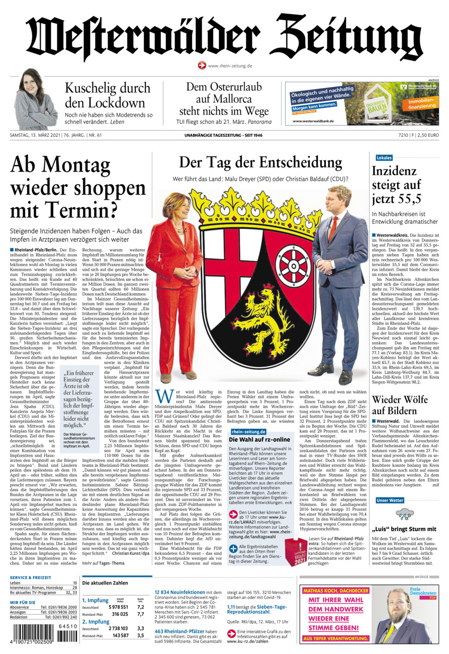 Westerwälder Zeitung vom Samstag, 13.03.2021