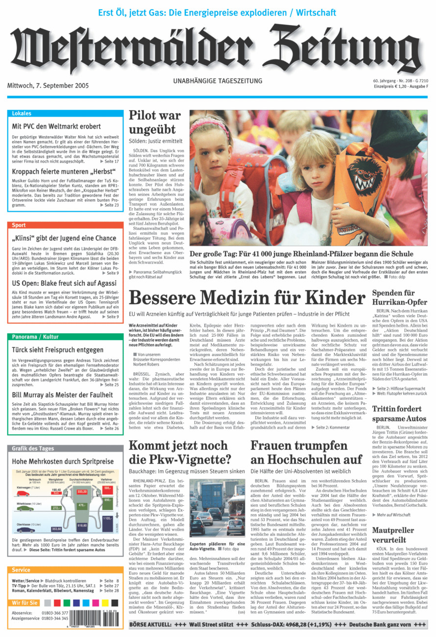 Westerwälder Zeitung vom Mittwoch, 07.09.2005