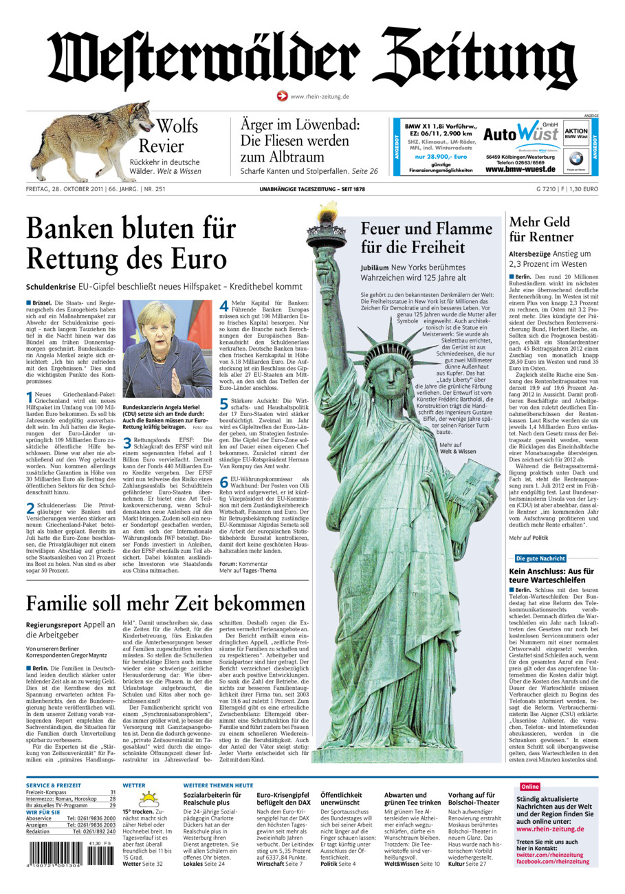 Westerwälder Zeitung vom Freitag, 28.10.2011