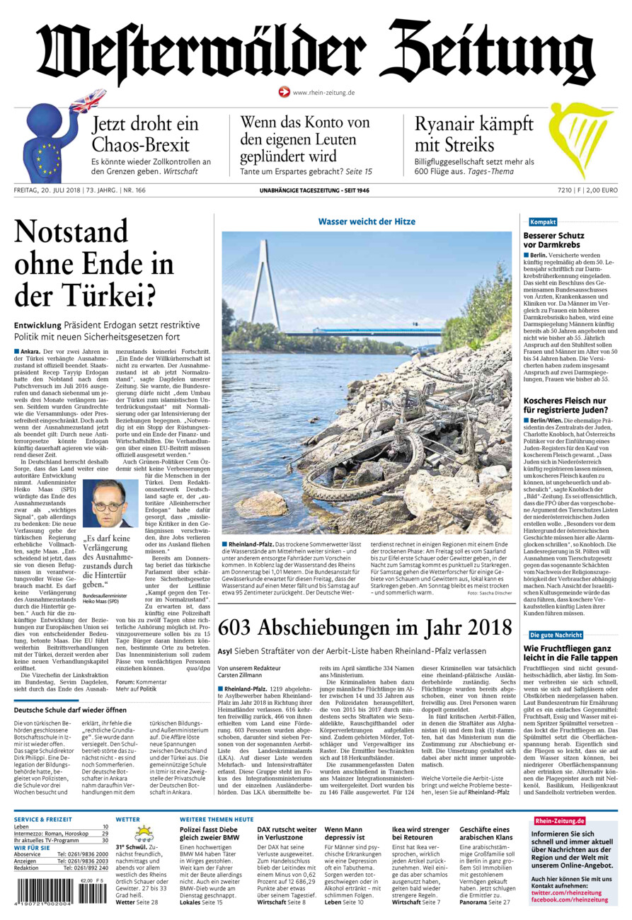 Westerwälder Zeitung vom Freitag, 20.07.2018
