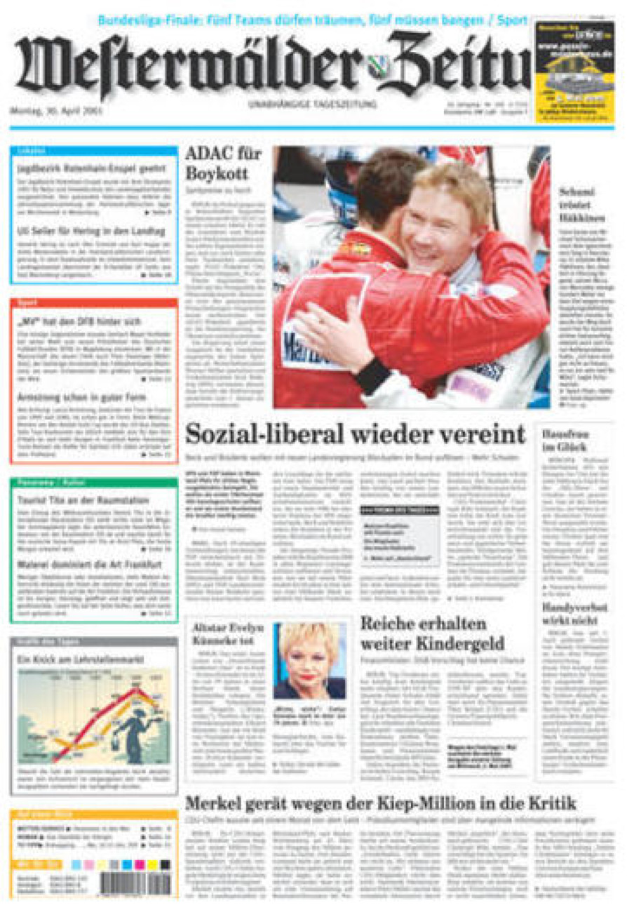 Westerwälder Zeitung vom Montag, 30.04.2001