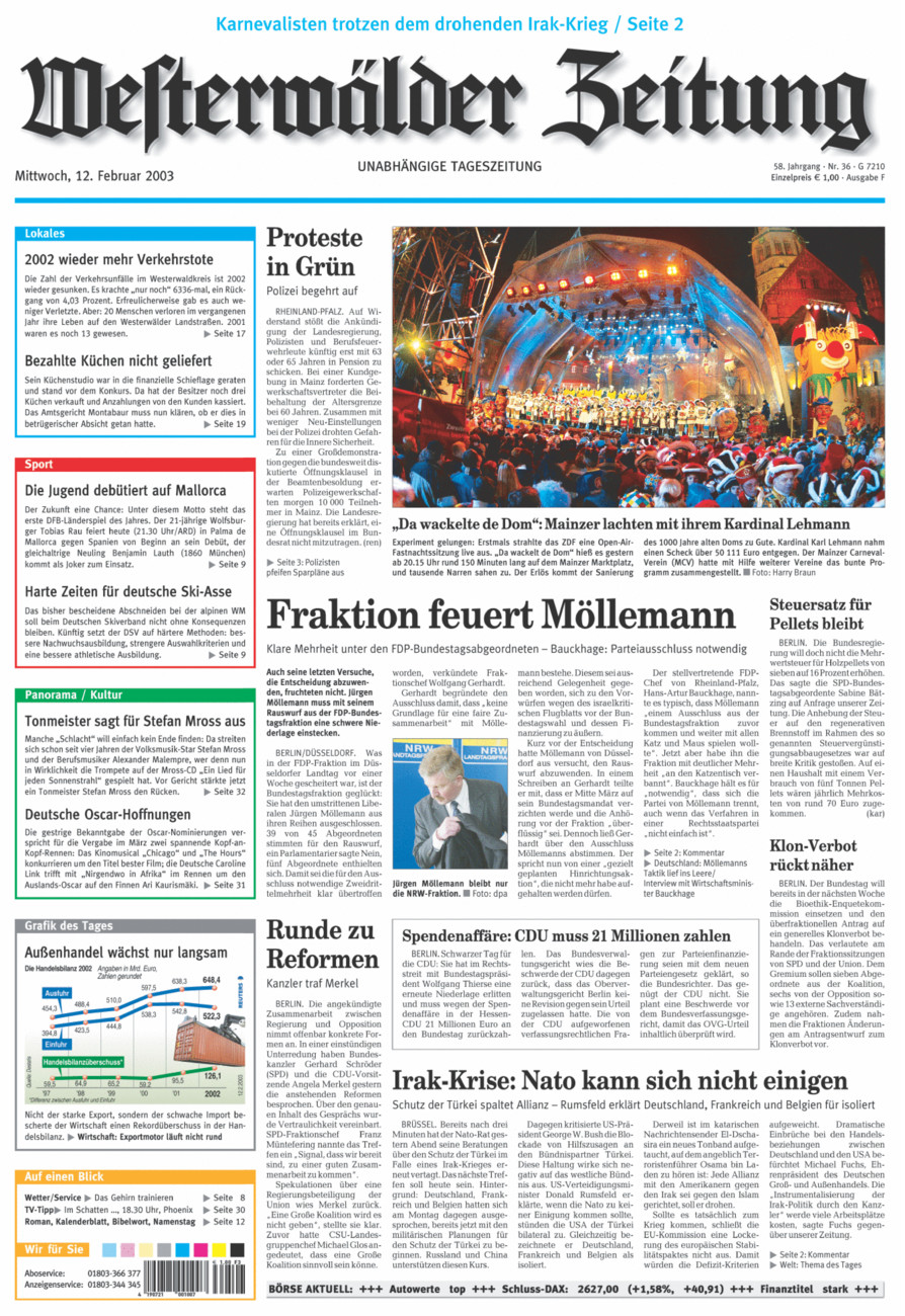 Westerwälder Zeitung vom Mittwoch, 12.02.2003