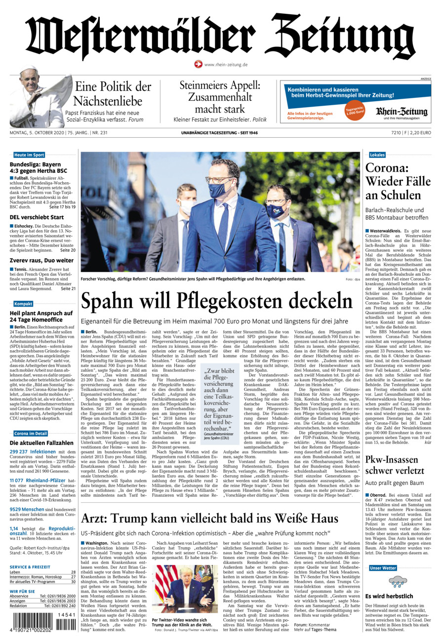 Westerwälder Zeitung vom Montag, 05.10.2020