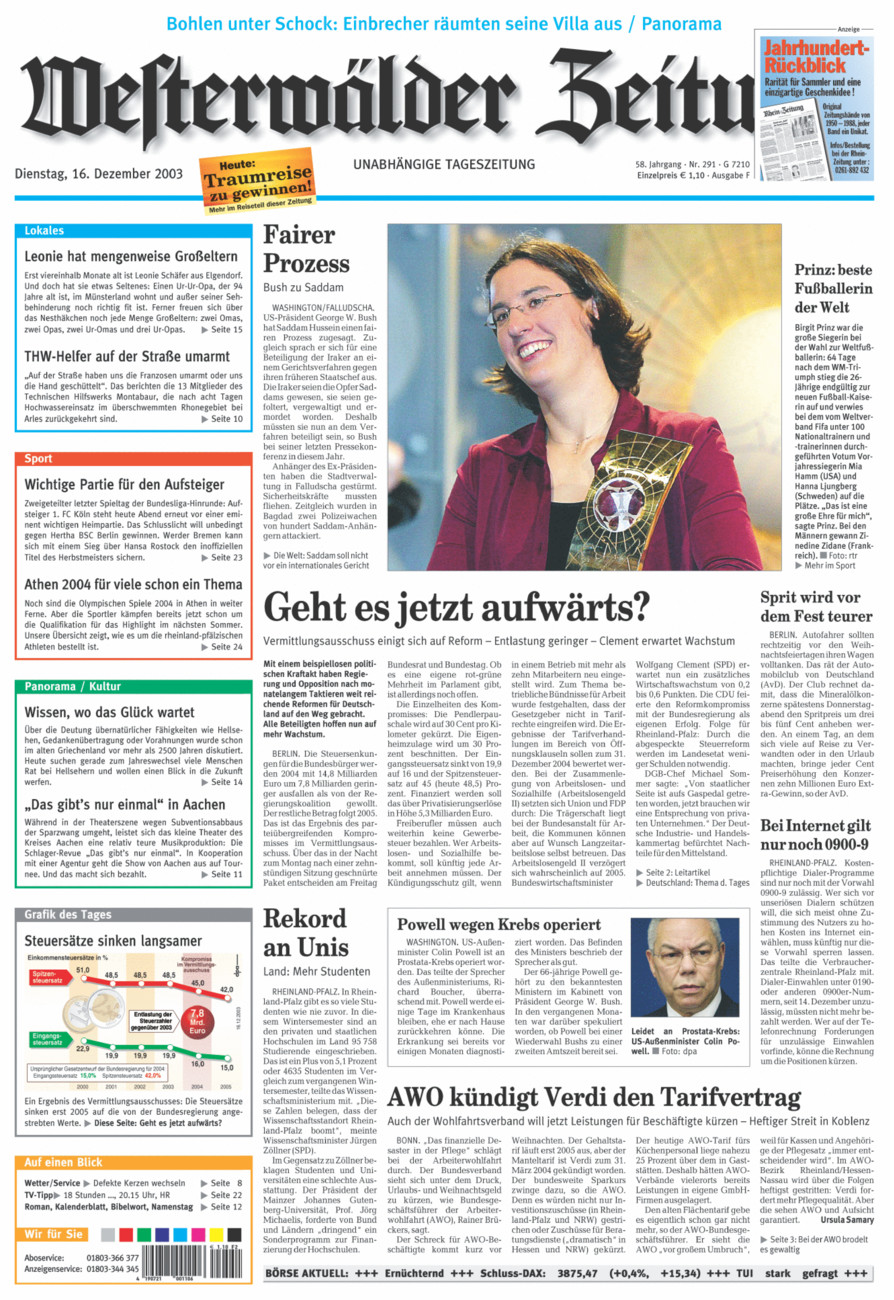 Westerwälder Zeitung vom Dienstag, 16.12.2003
