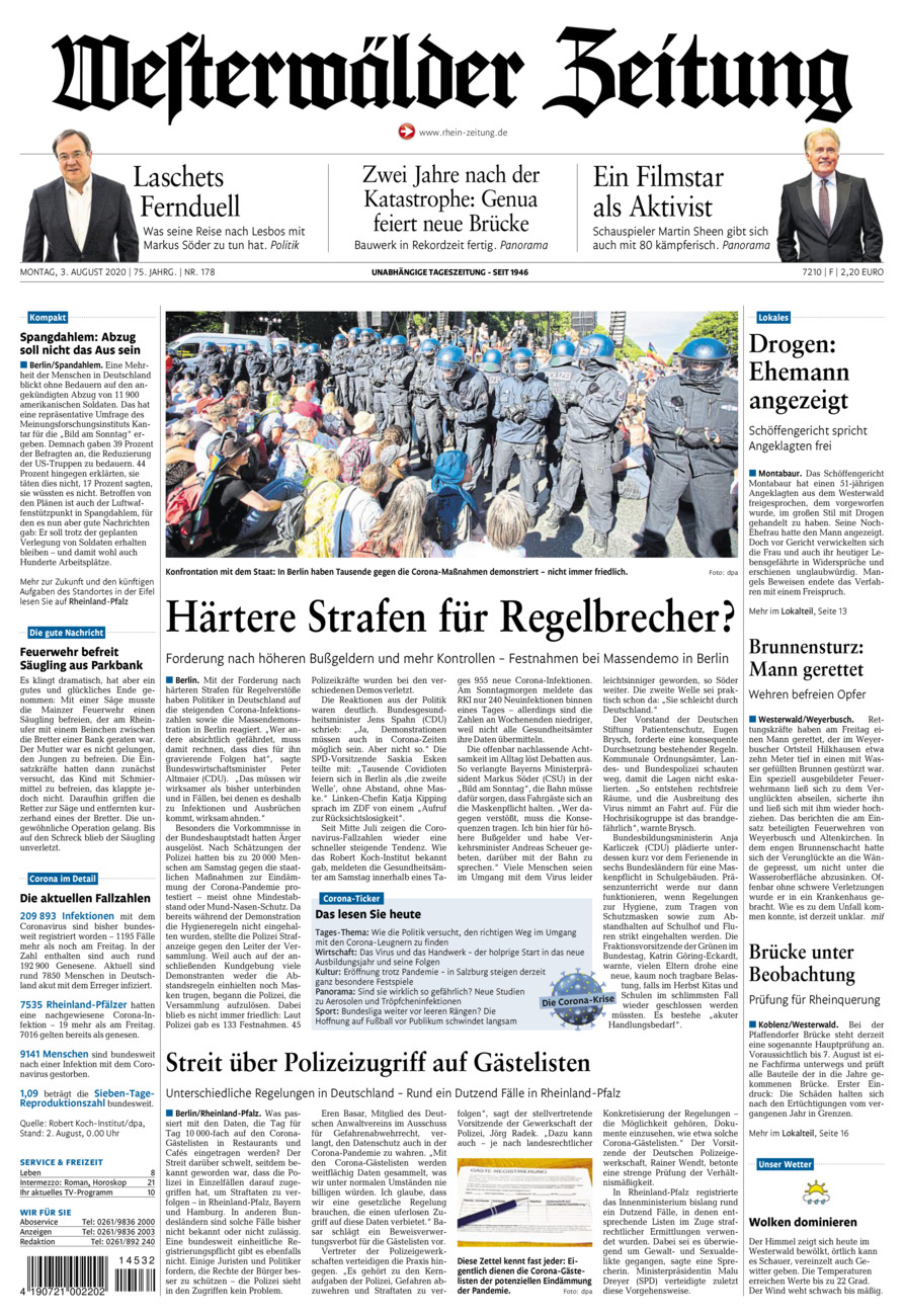 Westerwälder Zeitung vom Montag, 03.08.2020