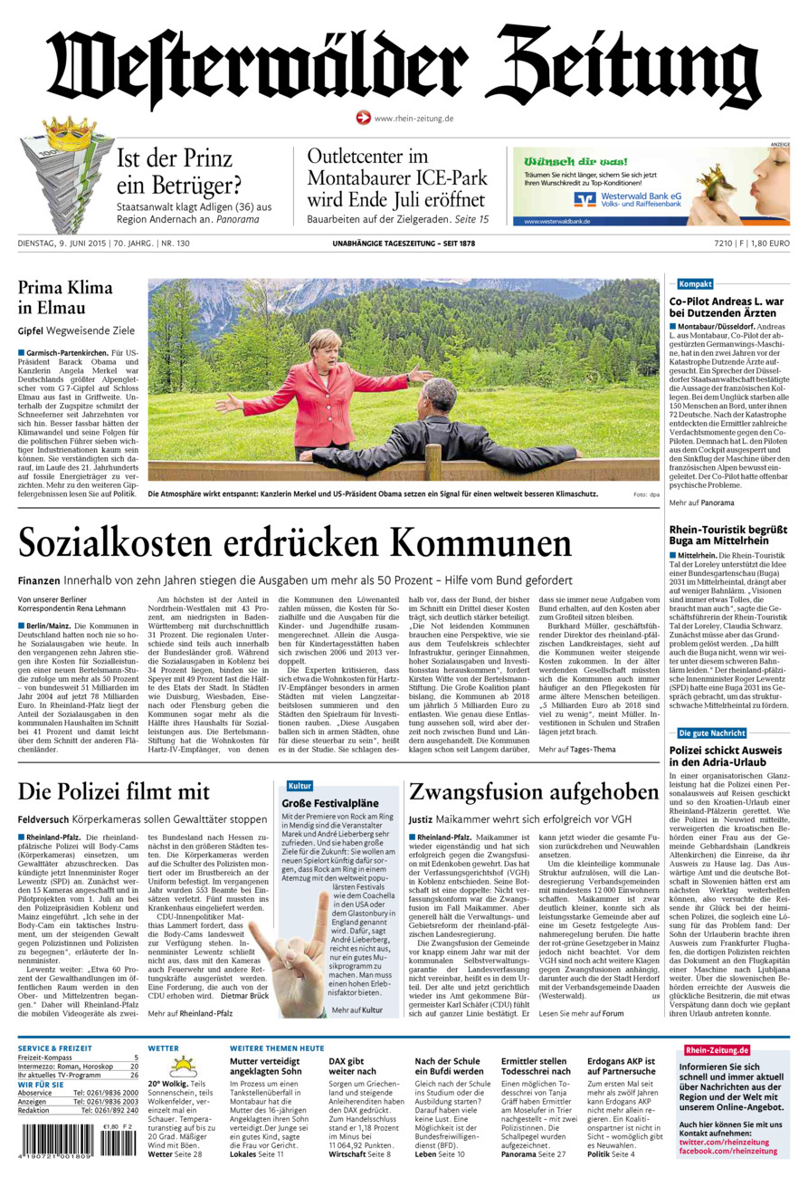 Westerwälder Zeitung vom Dienstag, 09.06.2015