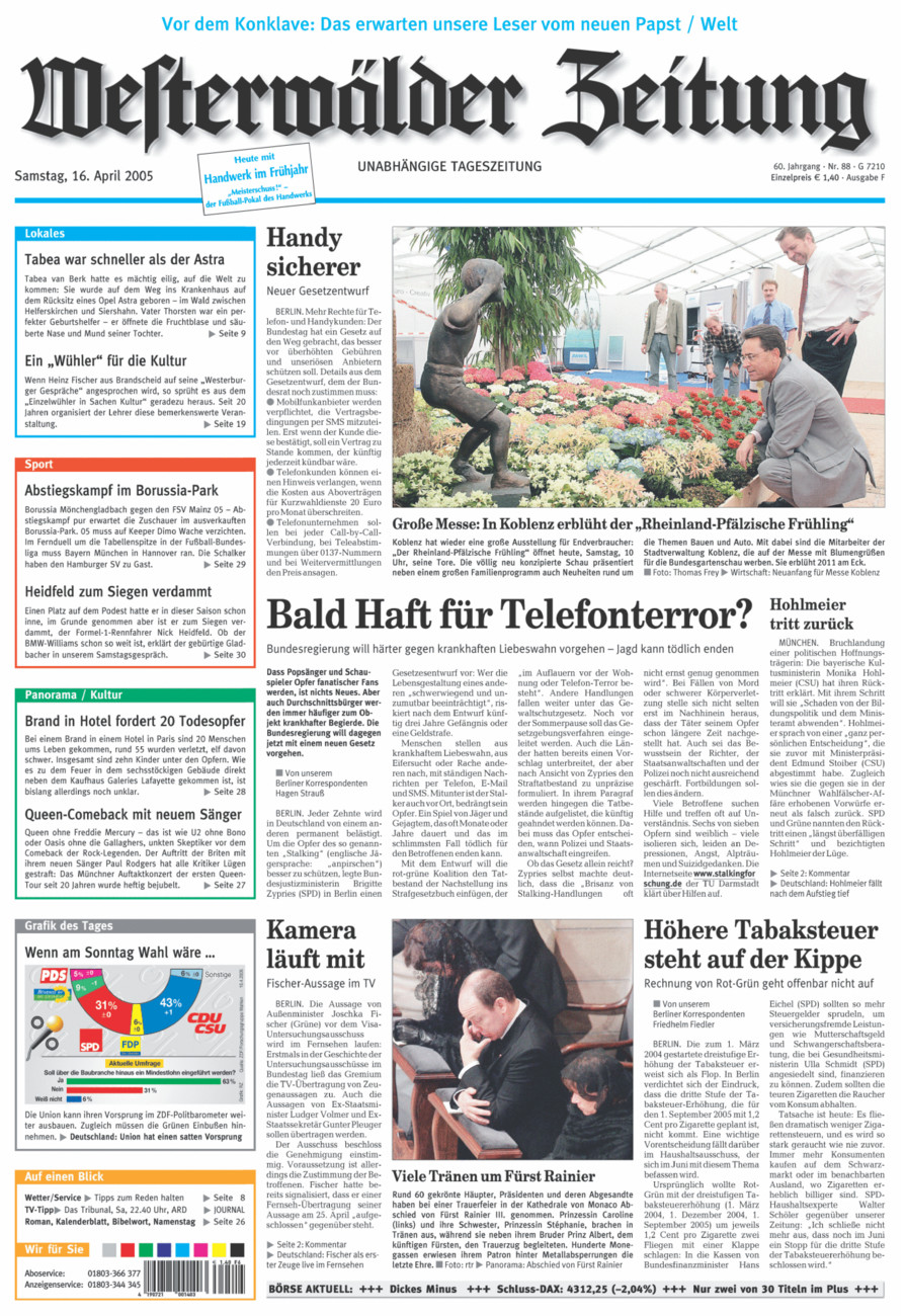 Westerwälder Zeitung vom Samstag, 16.04.2005