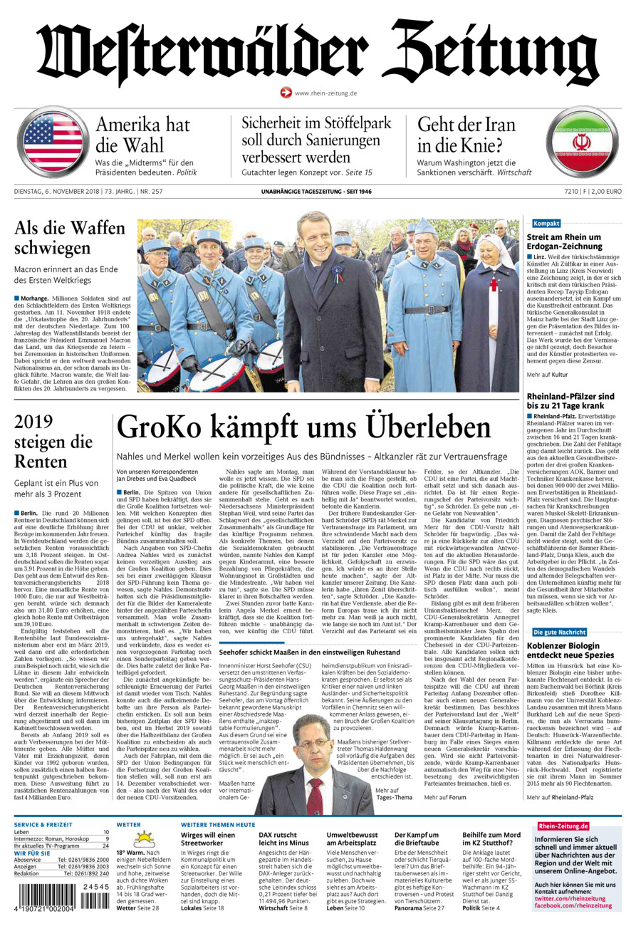 Westerwälder Zeitung vom Dienstag, 06.11.2018