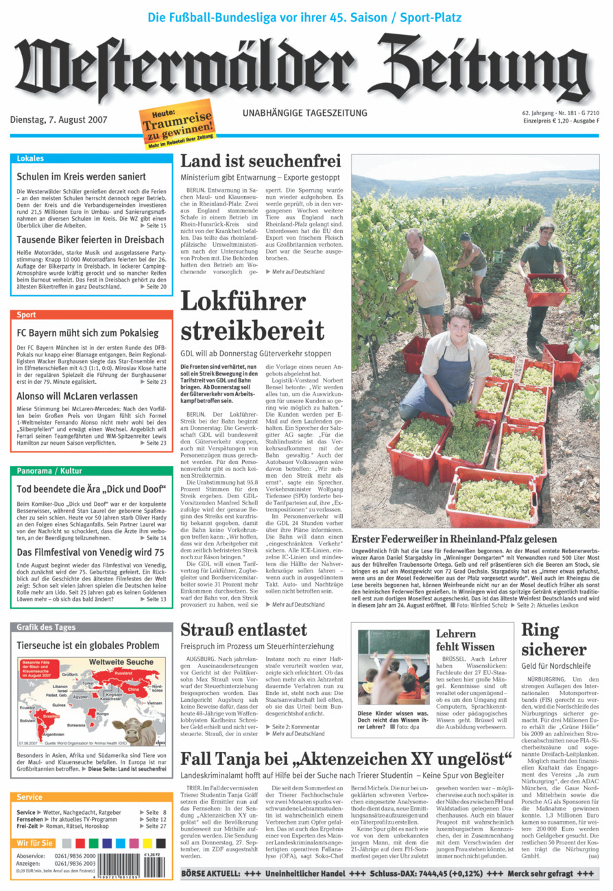 Westerwälder Zeitung vom Dienstag, 07.08.2007