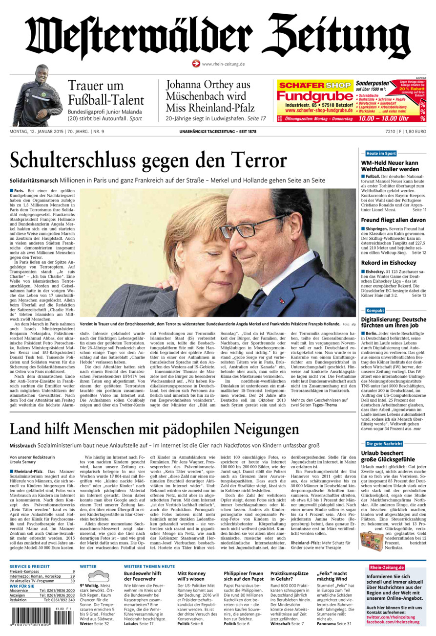 Westerwälder Zeitung vom Montag, 12.01.2015