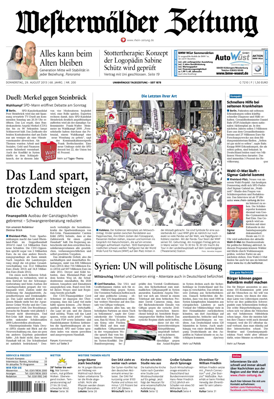 Westerwälder Zeitung vom Donnerstag, 29.08.2013