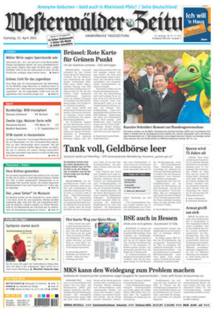 Westerwälder Zeitung vom Samstag, 21.04.2001