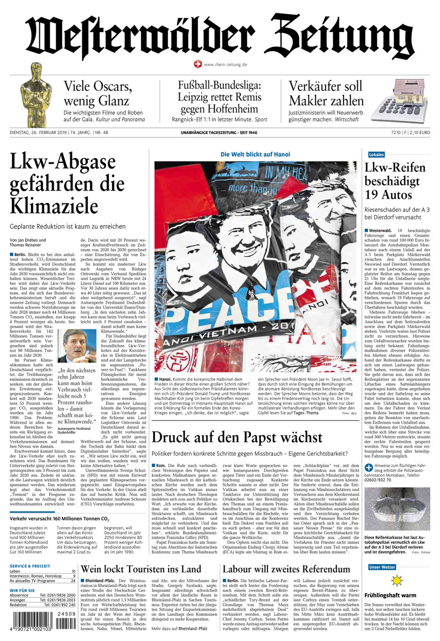 Westerwälder Zeitung vom Dienstag, 26.02.2019