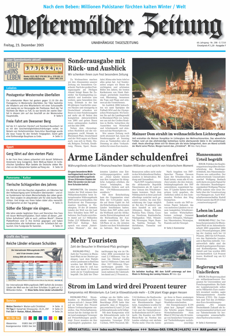 Westerwälder Zeitung vom Freitag, 23.12.2005