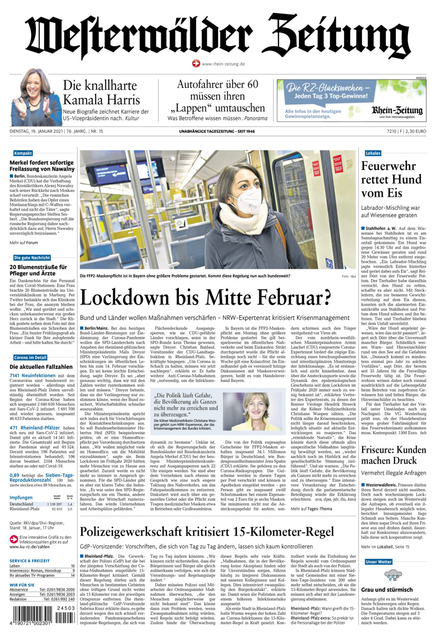 Westerwälder Zeitung vom Dienstag, 19.01.2021