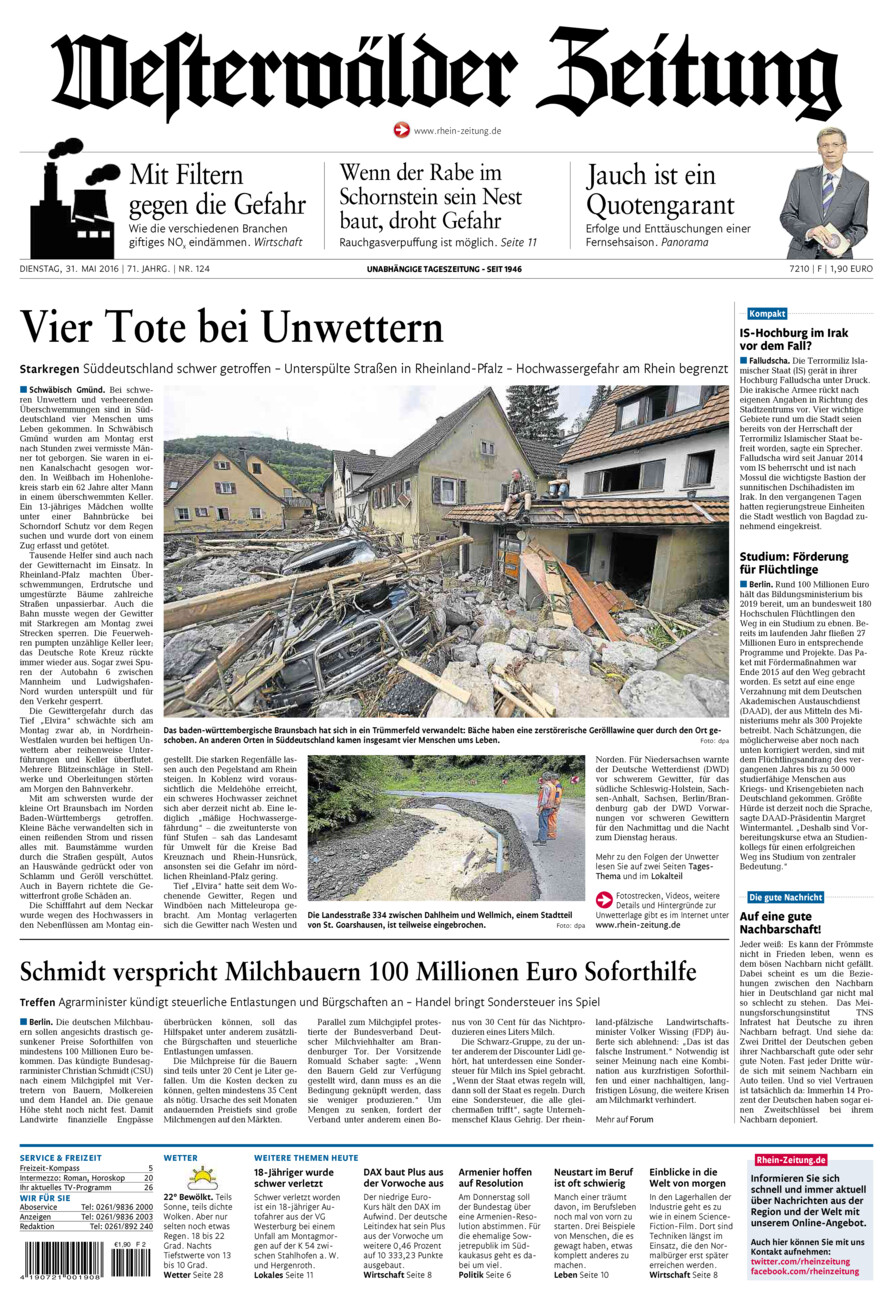 Westerwälder Zeitung vom Dienstag, 31.05.2016