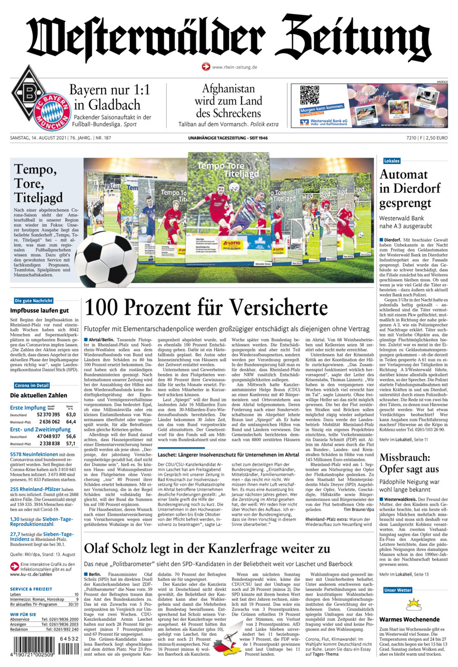 Westerwälder Zeitung vom Samstag, 14.08.2021