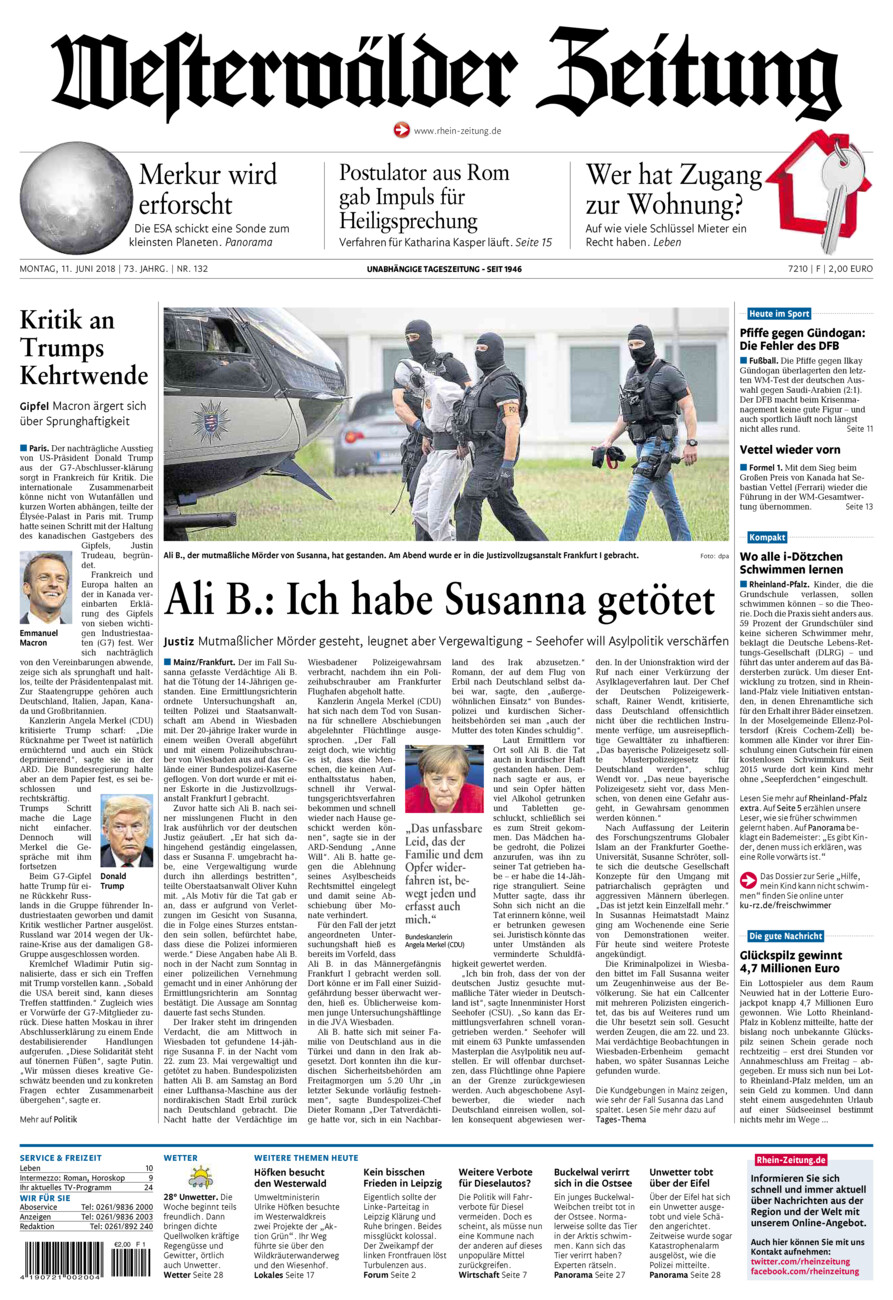 Westerwälder Zeitung vom Montag, 11.06.2018