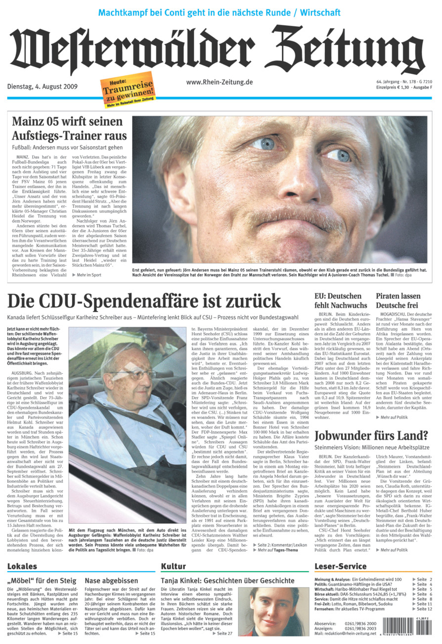 Westerwälder Zeitung vom Dienstag, 04.08.2009