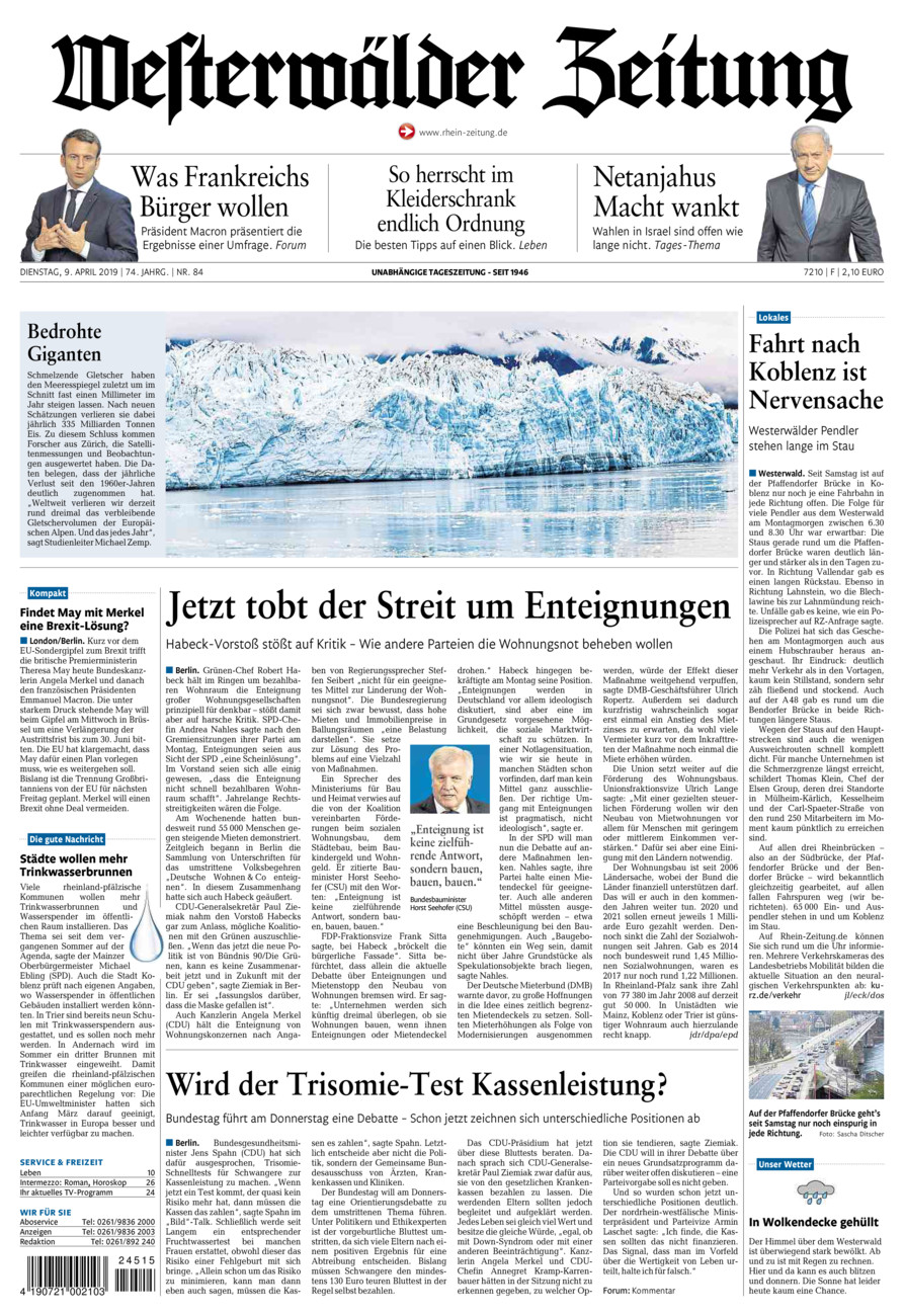 Westerwälder Zeitung vom Dienstag, 09.04.2019