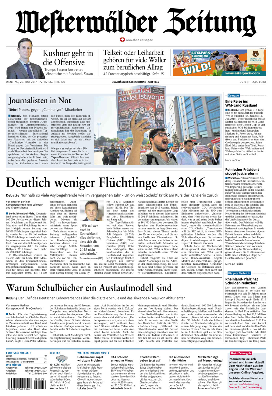 Westerwälder Zeitung vom Dienstag, 25.07.2017