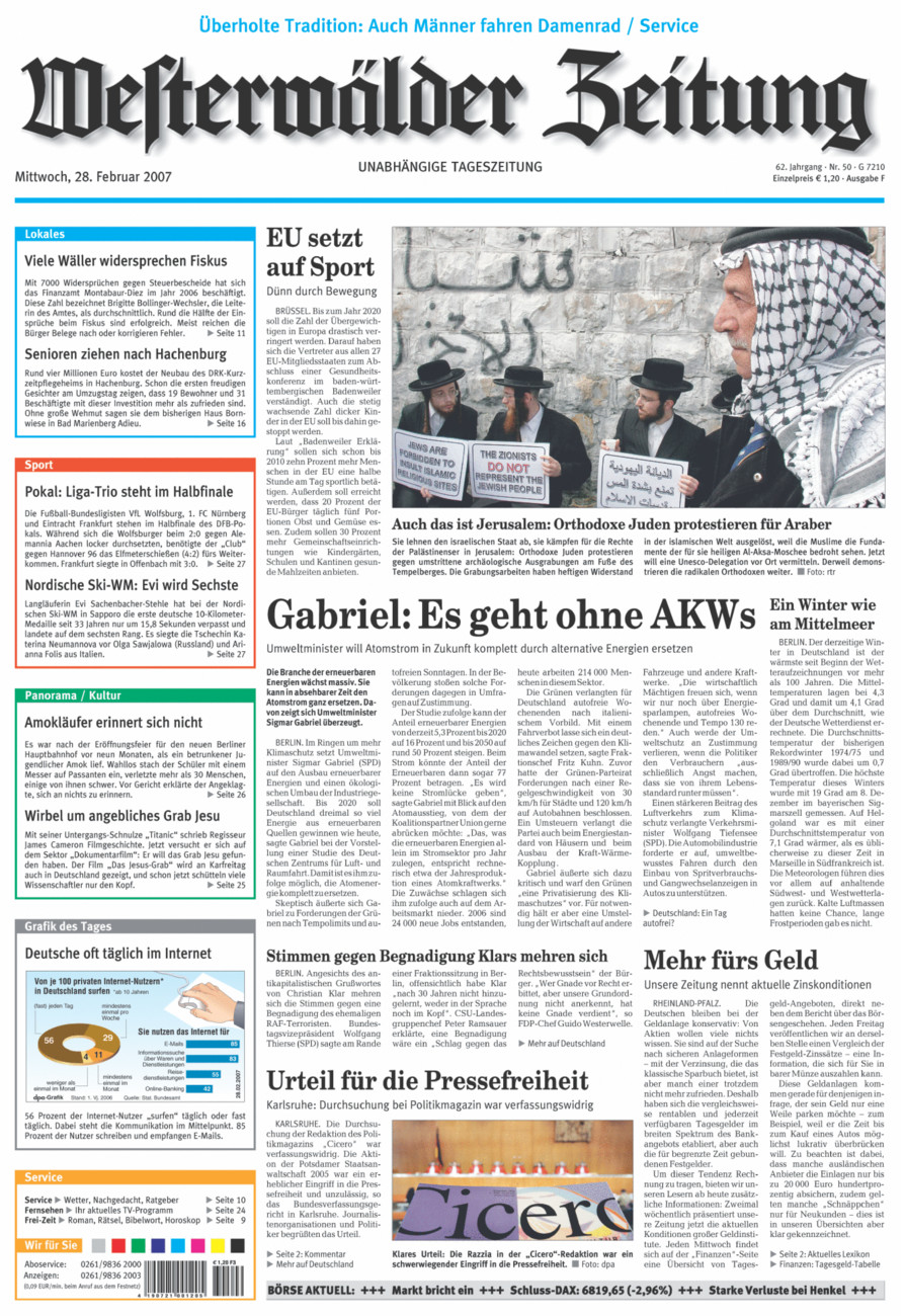 Westerwälder Zeitung vom Mittwoch, 28.02.2007